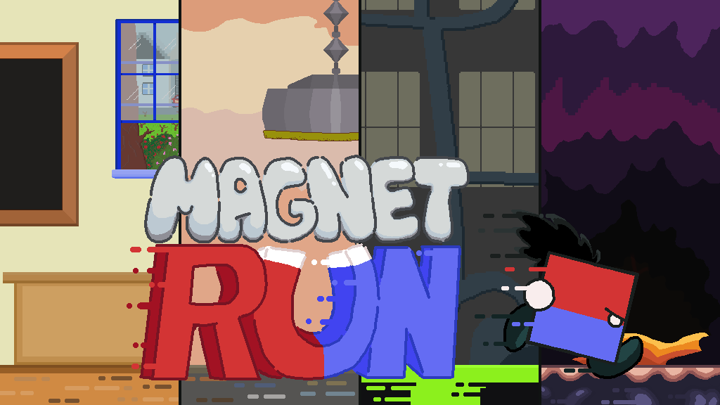 A screenshot depicting the title of the Magnet Run game.